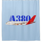 Rideaux De Douche Illustration d'Airbus A380 avec design de queue ro (Devant)