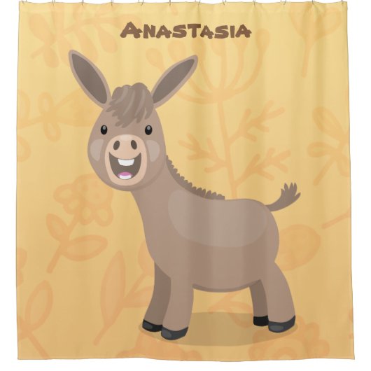Rideaux De Douche Illustration d'âne miniature joyeux (Devant)