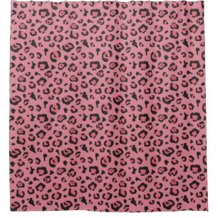 Rideaux De Douche Illustration d'animal de rose de léopard