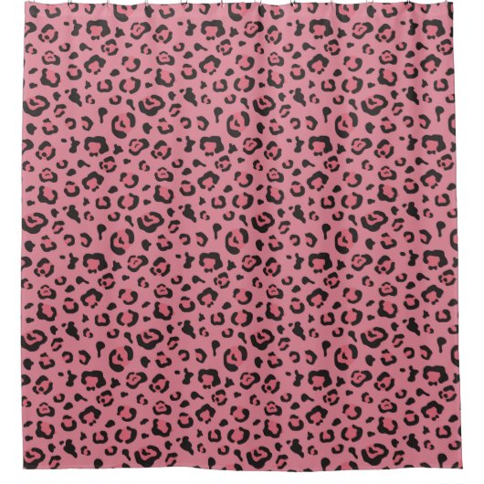 Rideaux De Douche Illustration d'animal de rose de léopard (Devant)