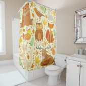 Rideaux De Douche Illustration d'animaux de forêt ornementaux. (En situation)