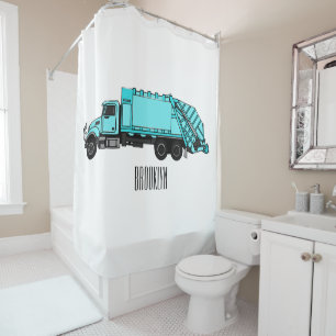 Rideaux De Douche Illustration de camion à ordures de dessin animé