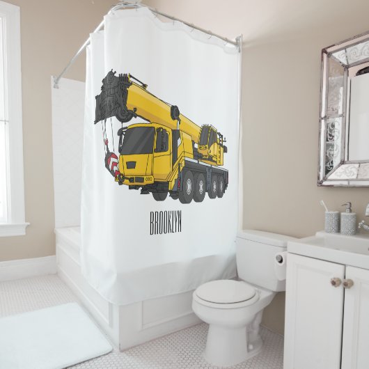 Rideaux De Douche Illustration de camion de grue (En situation)