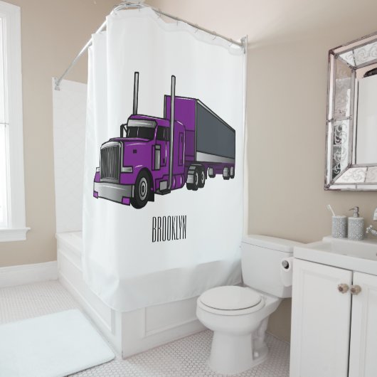 Rideaux De Douche Illustration de camion semi-remorque (En situation)
