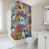 Rideaux De Douche Illustration de chats amusants Monogrammes personn (En situation)