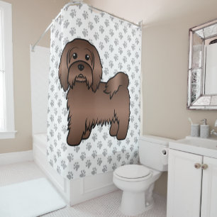 Rideaux De Douche Illustration de chien de dessin animé mignon Havan