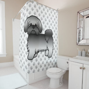 Rideaux De Douche Illustration de chien de dessin animé mignon Shih 