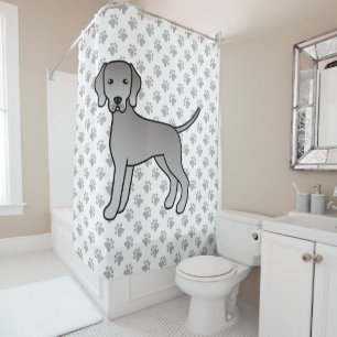 Rideaux De Douche Illustration de chien de dessin animé mignon Weima