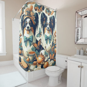 Rideaux De Douche Illustration de chien de papillon mignonne