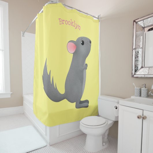 Rideaux De Douche Illustration de chinchilla gris mignon (En situation)