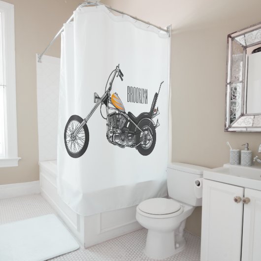 Rideaux De Douche Illustration de Chopper Motorcycle 1950 (En situation)