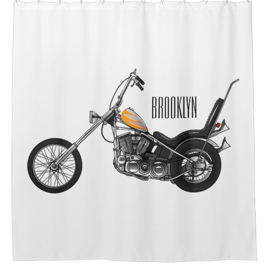 Rideaux De Douche Illustration de Chopper Motorcycle 1950 (Devant)