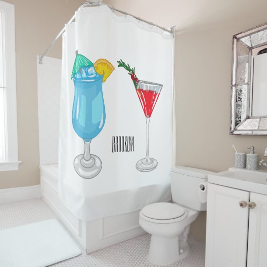 Rideaux De Douche Illustration de cocktail (En situation)