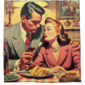 Rideaux De Douche Illustration de couple rétro (Devant)