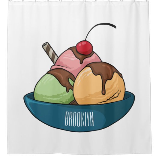 Rideaux De Douche Illustration de crème glacée (Devant)