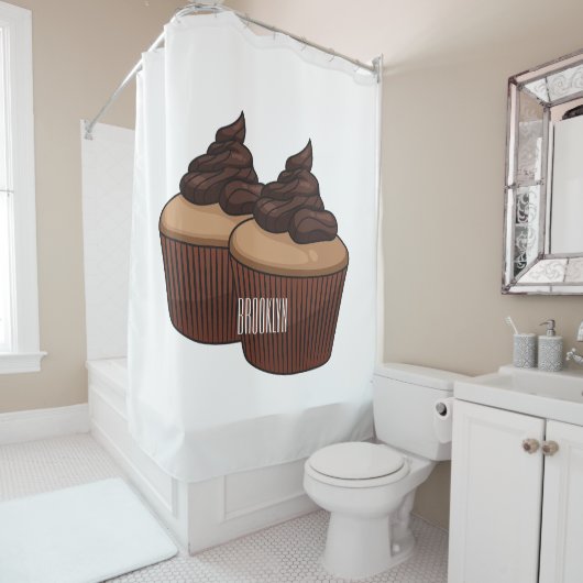 Rideaux De Douche Illustration de Cupcake (En situation)