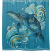 Rideaux De Douche Illustration de dauphin de style Art déco (Devant)