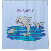 Rideaux De Douche Illustration de dauphins heureux adorables (Devant)