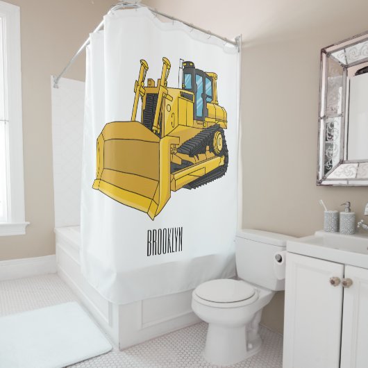 Rideaux De Douche Illustration de dessin animé Bulldozer (En situation)