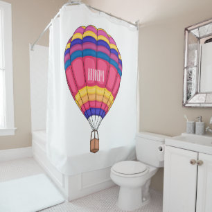 Rideaux De Douche Illustration de dessin animé de montgolfière