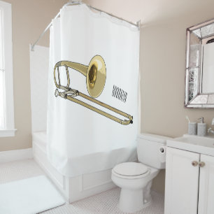 Rideaux De Douche Illustration de dessin animé de Trombone