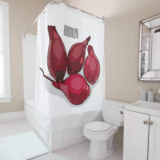 Rideaux De Douche Illustration de dessin animé Shallot (En situation)