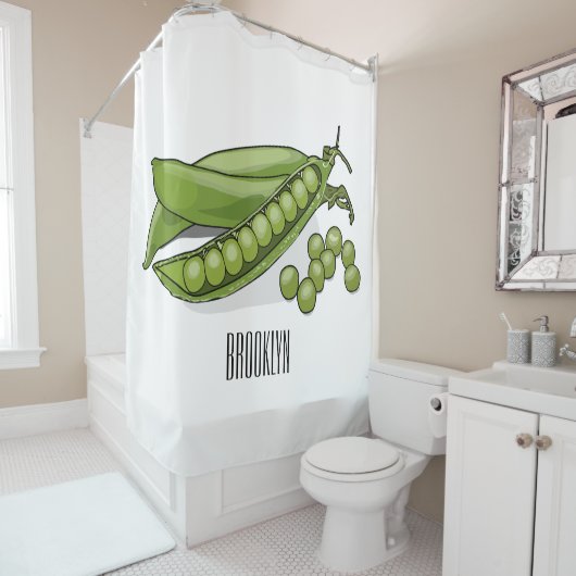 Rideaux De Douche Illustration de dessin de pois (En situation)
