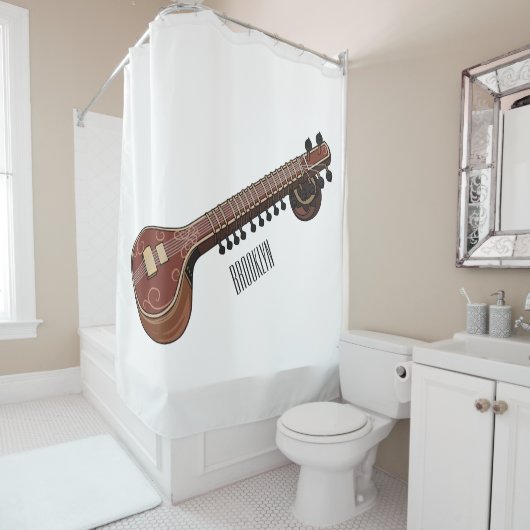 Rideaux De Douche Illustration de dessin de Sitar (En situation)