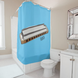 Rideaux De Douche Illustration de dessin d'Harmonica