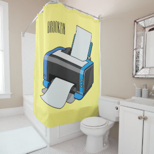 Rideaux De Douche Illustration de dessin d'imprimante