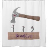 Rideaux De Douche Illustration de dessin mignon, marteau et ongles (Devant)