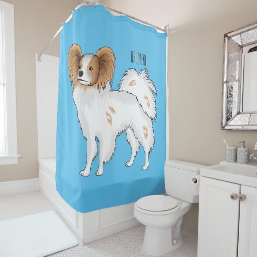 Rideaux De Douche Illustration de dessin pour chien de Papillon (En situation)