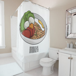 Rideaux De Douche Illustration de dessin sur les nouilles