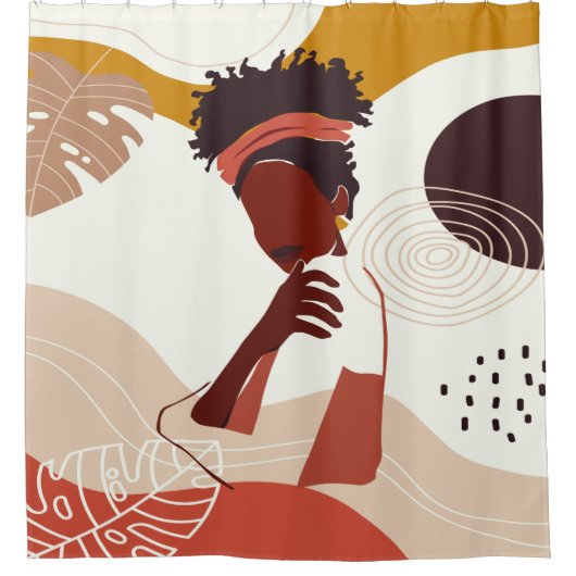 Rideaux De Douche Illustration de femme noire, Portrait (Devant)