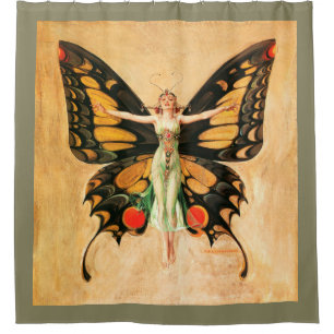 Rideaux De Douche Illustration de femme volant papillon Flapper
