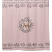 Rideaux De Douche Illustration de feuille élégante Monogramme floral (Devant)