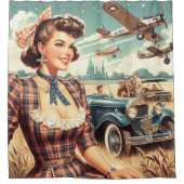 Rideaux De Douche Illustration de fille Vintage (Devant)