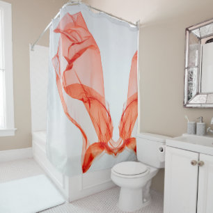 Rideaux De Douche Illustration de fumée rouge et blanche