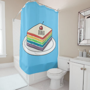 Rideaux De Douche Illustration de gâteau arc-en-ciel