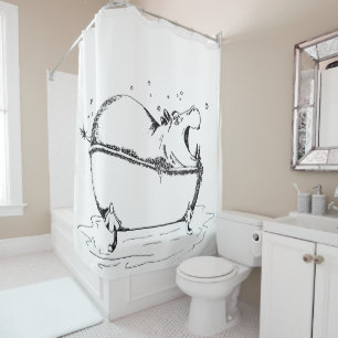 Rideaux De Douche Illustration de Hippo Bath Fun Black