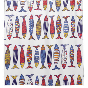 Rideaux De Douche Illustration de jolis poissons : fond sans couture