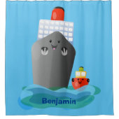 Rideaux De Douche Illustration de la caricature de remorqueur de paq (Devant)