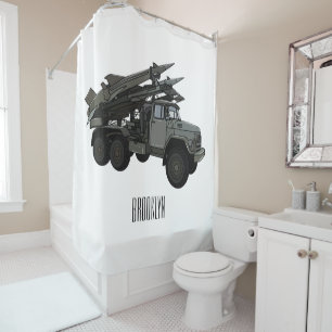 Rideaux De Douche Illustration de la caricature d'un véhicule à miss