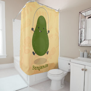 Rideaux De Douche Illustration de la corde à sauter à l'avocat migno