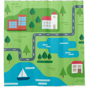 Rideaux De Douche Illustration de la feuille de route de l'illustrat