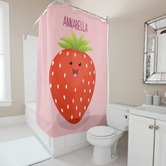 Rideaux De Douche Illustration de la fraise Cute kawaii (En situation)
