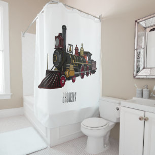 Rideaux De Douche Illustration de la locomotive à vapeur