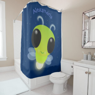 Rideaux De Douche Illustration de la luciole vert mou