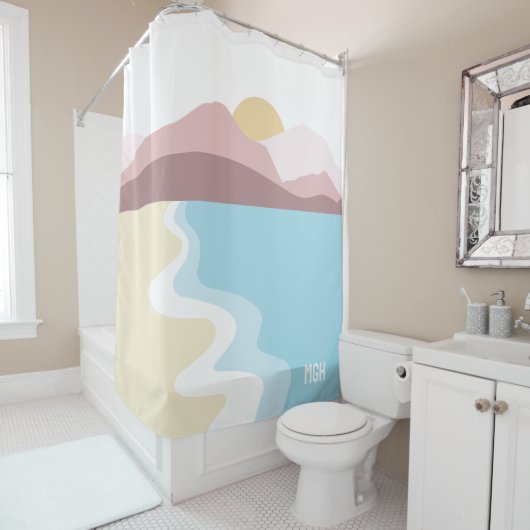 Rideaux De Douche Illustration de la nature du monogramme personnali (En situation)