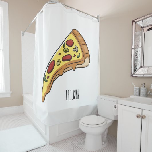 Rideaux De Douche Illustration de la pizza (En situation)
